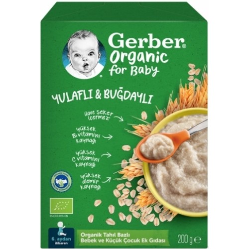 Gerber Organik Yulaflı  Buğdaylı Kaşık Maması 200g